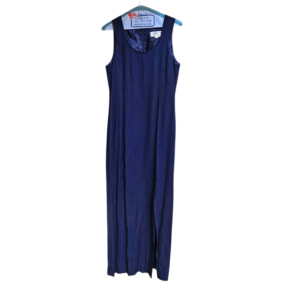 Vintage J.R. Nites Petites By Caliendo Basic Sleeveless Navy Blue Maxi Dress 8P